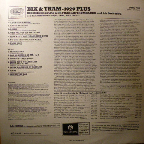 Bix Beiderbecke With Frankie Trumbauer And His Orchestra : Bix & Tram - 1929 Plus (LP, Comp)