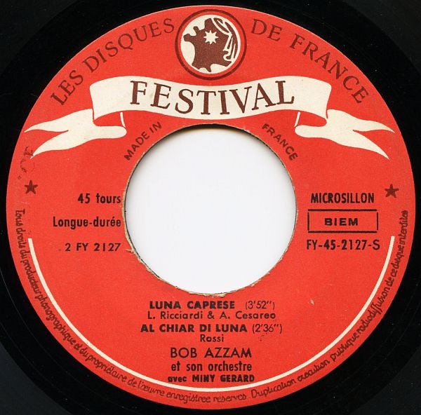 Bob Azzam Et Son Orchestre Avec Miny Gérard : Piove / Io / Luna Caprese / Al Chiar Di Luna (7", EP)