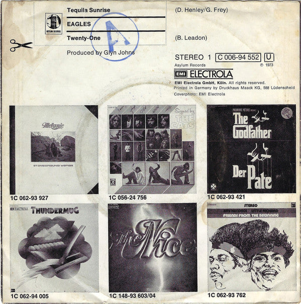 Eagles : Tequila Sunrise (7", Single)