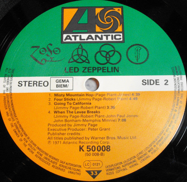 Led Zeppelin : Untitled (LP, Album, RE, Gat)