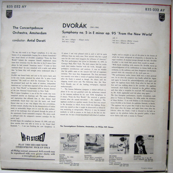 Dvořák*, The Concertgebouw Orchestra, Amsterdam*, Antal Dorati : From The New World (LP)