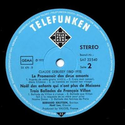 Claude Debussy, Bernard Kruysen, Noël Lee : Lieder. Songs. Melodies (LP)