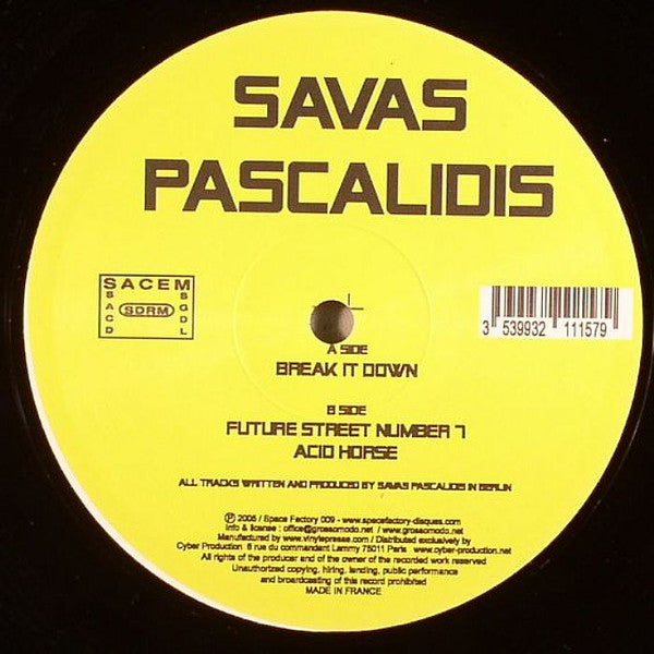 Savas Pascalidis : Break It Down (12")