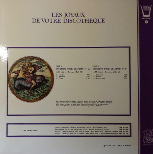 Wilhelm Friedemann Bach, Brigitte Haudebourg, Orchestre Pro Arte De Munich, Kurt Redel : Concerto N°1 En Ré Majeur, N°3 En Mi Mineur (LP)