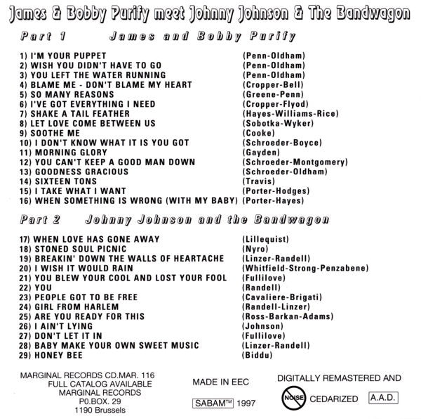 James & Bobby Purify, Johnny Johnson And The Bandwagon : James & Bobby Purify Meet Johnny Johnson And The Bandwagon (CD, Comp, RM, Unofficial)
