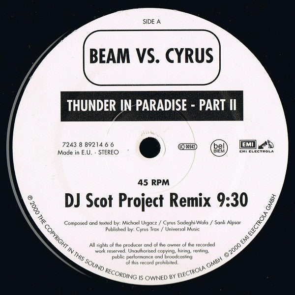 Beam Vs. Cyrus : Thunder In Paradise - Part II (12")