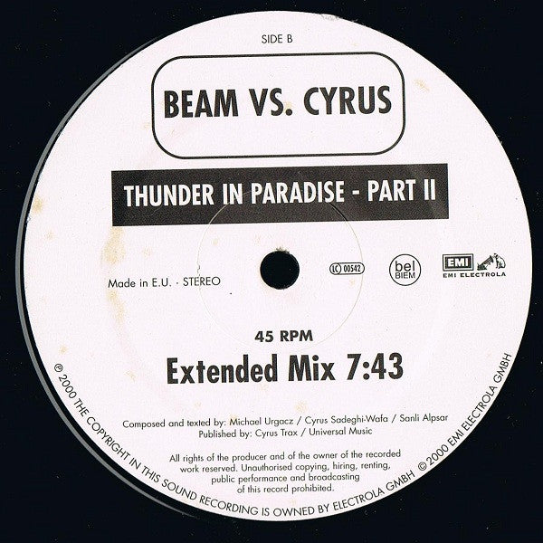 Beam Vs. Cyrus : Thunder In Paradise - Part II (12")