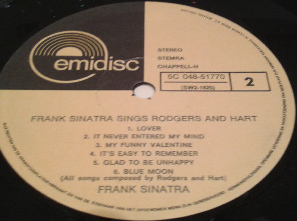 Frank Sinatra : Frank Sinatra Sings Rodgers And Hart (LP, Comp, RE)