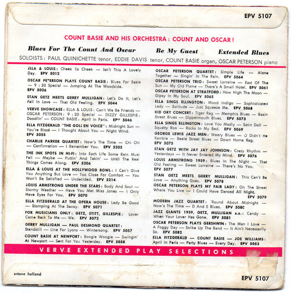 Oscar Peterson With Count Basie Orchestra : Count And Oscar! (7", EP)