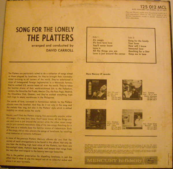 The Platters : Song For The Lonely (LP, Album, Mono)