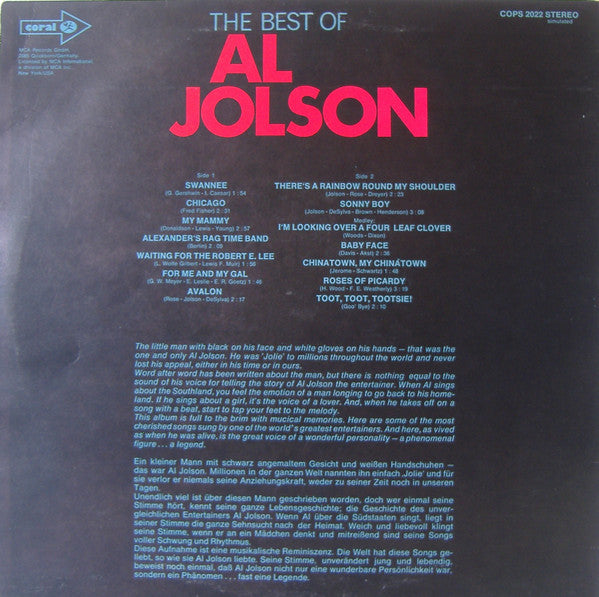 Al Jolson : The Best Of Al Jolson (LP, Comp)