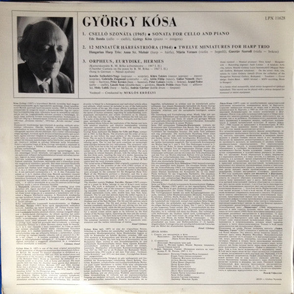 György Kósa, Ede Banda, Hungarian Harp Trio : Sonata For cello And Piano / Twelve Miniatures / Orpheus, Eurydike, Hermes (LP, Mono)