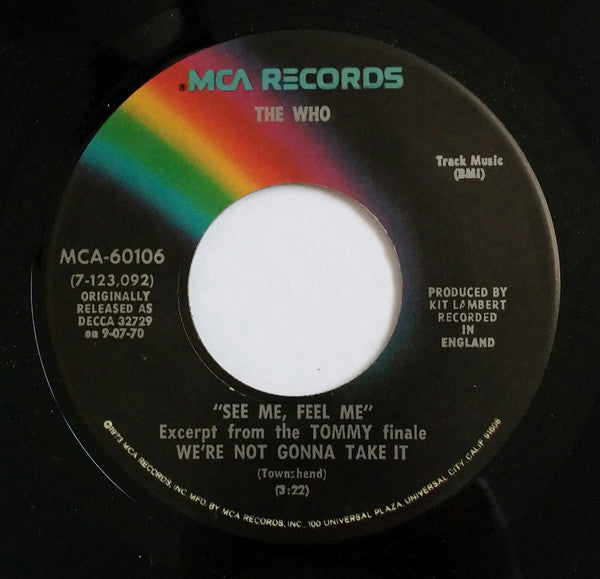 The Who : See Me, Feel Me / Overture From Tommy (7", RE, Bla)
