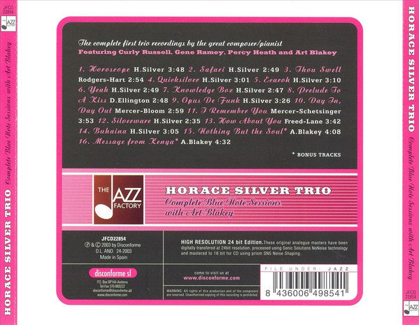 The Horace Silver Trio : Complete Blue Note Sessions With Art Blakey (CD, Comp, RE)