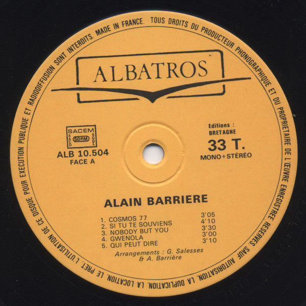 Alain Barrière : Alain Barrière (LP, Album)