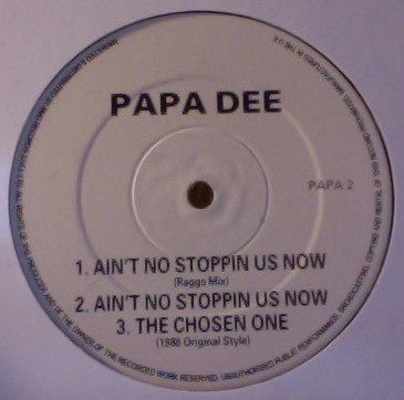 Papa Dee : Ain't No Stoppin Us Now (12", Promo)