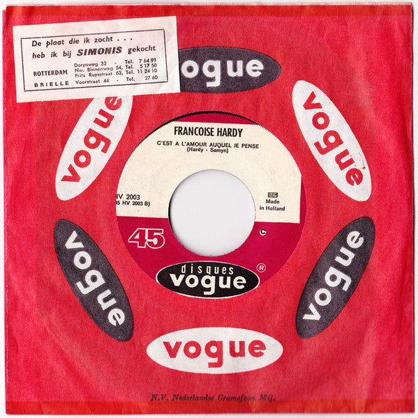 Francoise Hardy* : Tous Les Garçons Et Les Filles / C'Est A L'Amour Auquel Je Pense (7", Single, Lar)