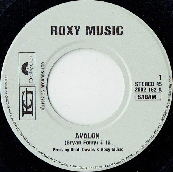 Roxy Music : Avalon (7", Single)