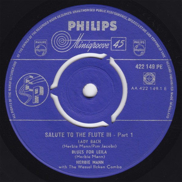 Herbie Mann With  The Wessel Ilcken Combo : Salute To The Flute III (7", EP)
