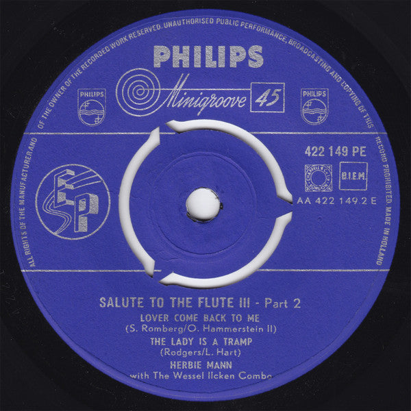 Herbie Mann With  The Wessel Ilcken Combo : Salute To The Flute III (7", EP)