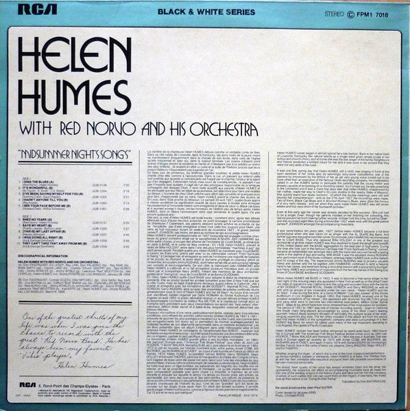 Helen Humes With  Red Norvo And His Orchestra : Midsummer Night's Songs (LP, Comp)