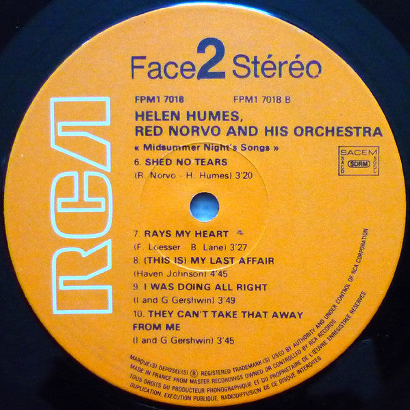 Helen Humes With  Red Norvo And His Orchestra : Midsummer Night's Songs (LP, Comp)