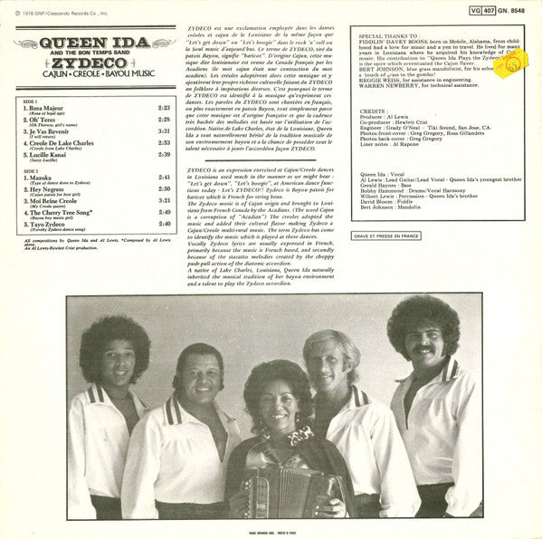 Queen Ida And The Bon Temps Band* : Zydeco (LP, Album, RE)