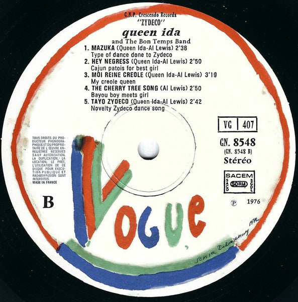 Queen Ida And The Bon Temps Band* : Zydeco (LP, Album, RE)