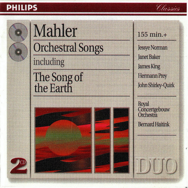 Gustav Mahler, Jessye Norman, Janet Baker, James King (3), Hermann Prey, John Shirley-Quirk, Concertgebouworkest, Bernard Haitink : Orchestral Songs (2xCD, Comp, RE)