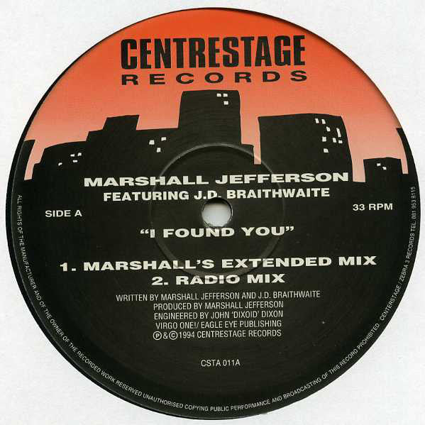 Marshall Jefferson Featuring J.D. Braithwaite : I Found You (2x12")