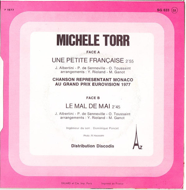 Michèle Torr : Une Petite Française (7", Single)