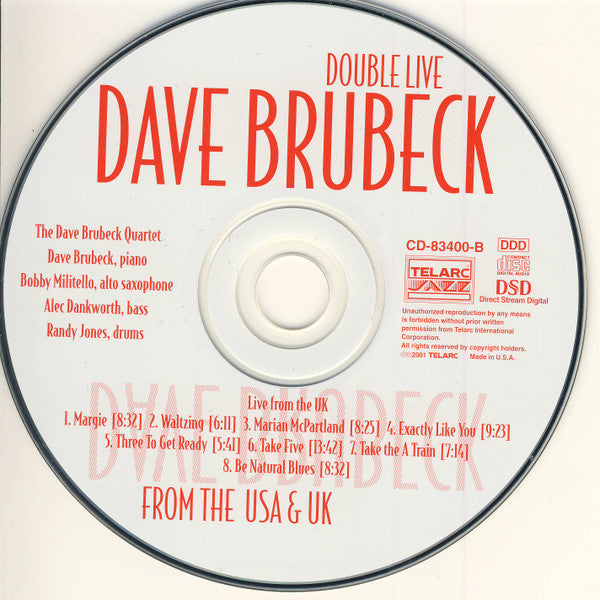 The Dave Brubeck Quartet : Double Live From The USA & UK (2xCD, Album)