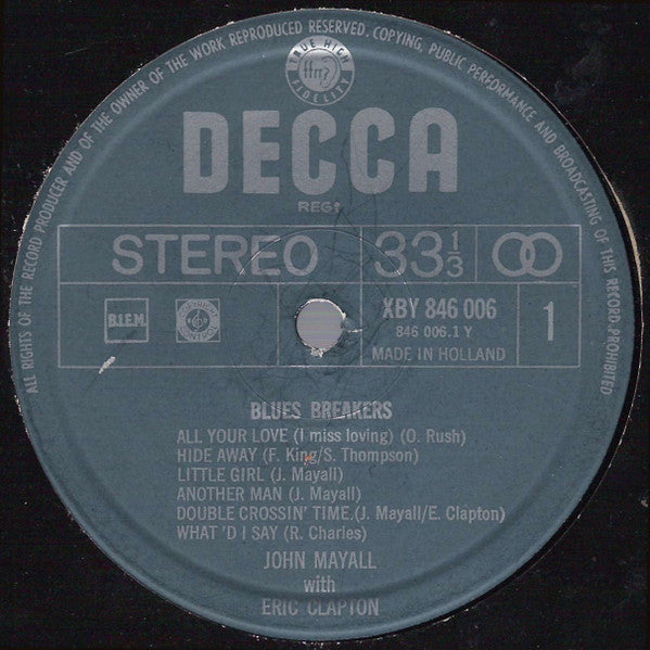 John Mayall & Eric Clapton : The Bluesbreakers (LP, Album)