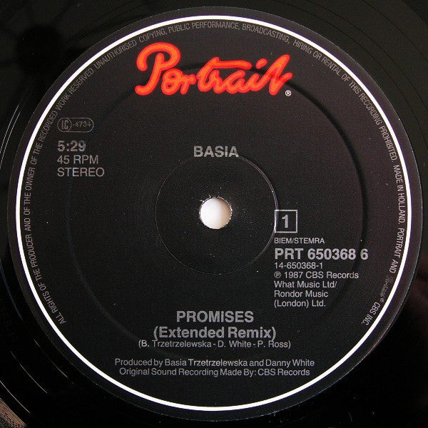 Basia : Promises (12", Maxi)