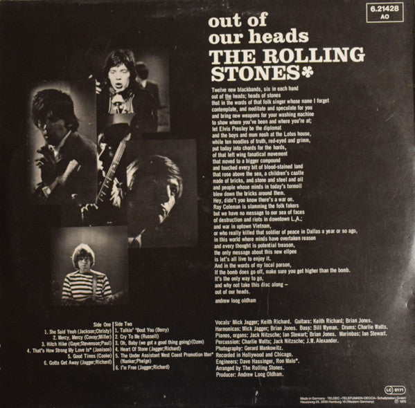 The Rolling Stones : Out Of Our Heads (LP, Album, RE)