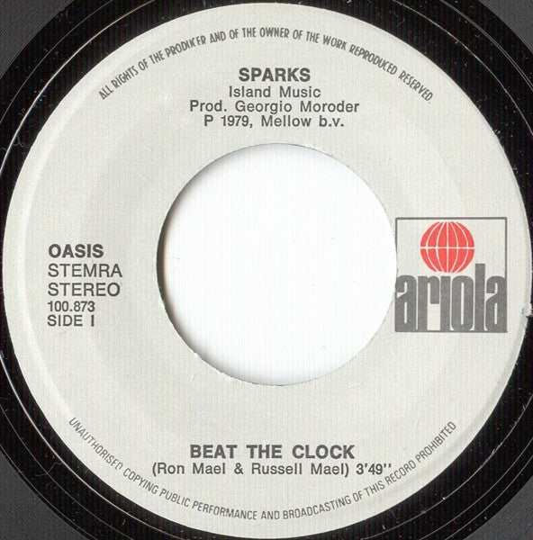 Sparks : Beat The Clock (7", Single, Pap)