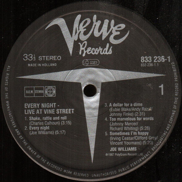 Joe Williams : Every Night - Live At Vine St. (LP, Album)