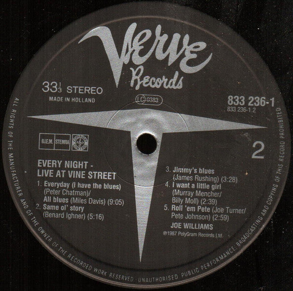 Joe Williams : Every Night - Live At Vine St. (LP, Album)