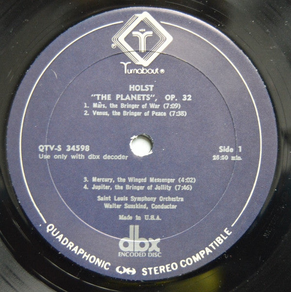 Gustav Holst, Saint Louis Symphony Orchestra, Walter Susskind : The Planets (LP, Album, Quad, DBX)