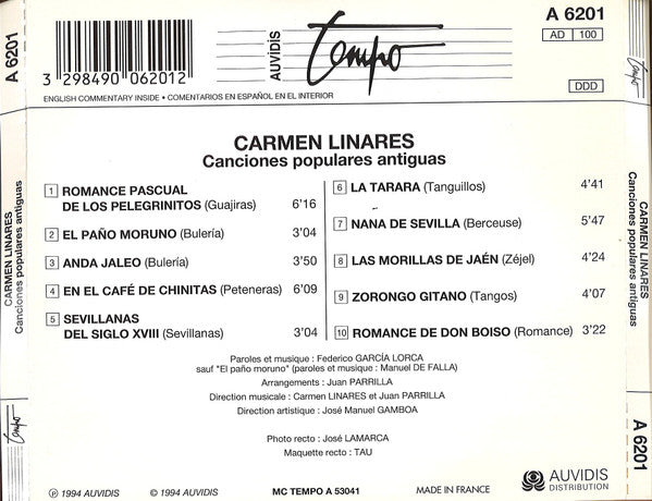 Carmen Linares : Canciones Populares Antiguas (CD, Album)