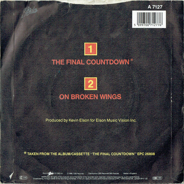 Europe (2) : The Final Countdown b/w Broken Wings (7", Single)
