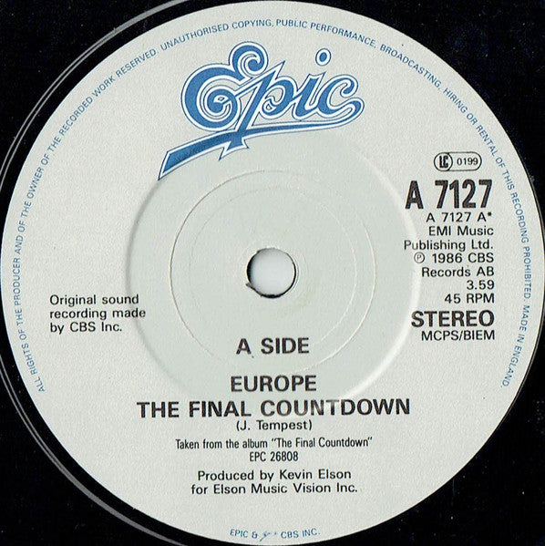 Europe (2) : The Final Countdown b/w Broken Wings (7", Single)