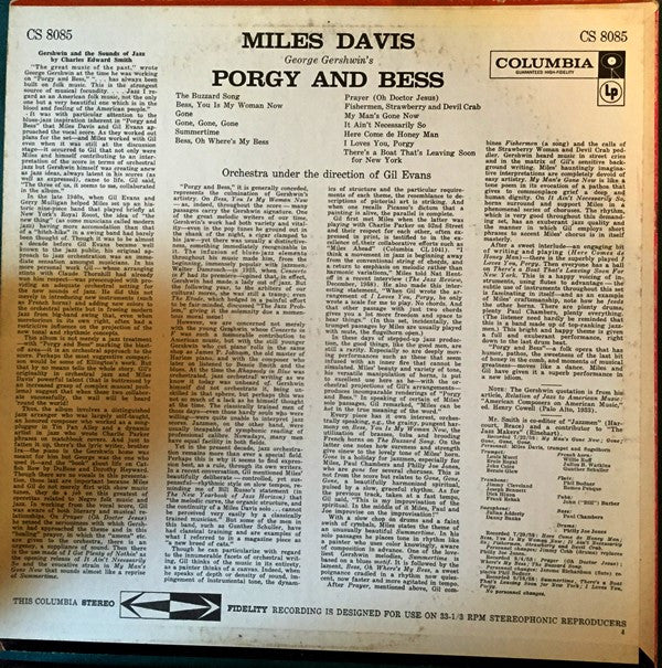 Miles Davis : Porgy And Bess (LP, Album, RE, Ter)