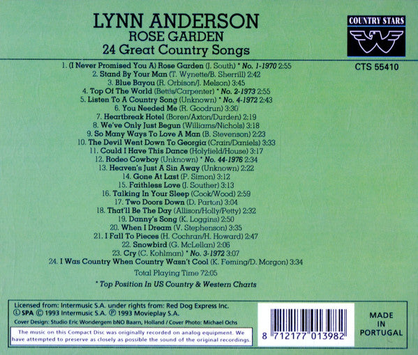 Lynn Anderson : Rose Garden - 24 Great Country Songs (CD, Comp)