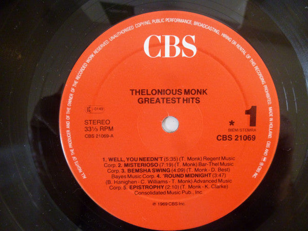 Thelonious Monk : Greatest Hits (LP, Comp, RE)