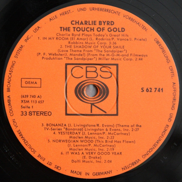 Charlie Byrd : The Touch Of Gold (Charlie Byrd Plays Today’s Great Hits) (LP, Album)