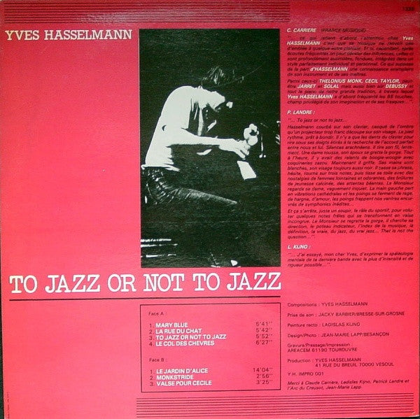 Yves Hasselmann : To Jazz Or Not To Jazz (LP, Album)