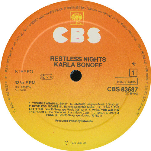 Karla Bonoff : Restless Nights (LP, Album)