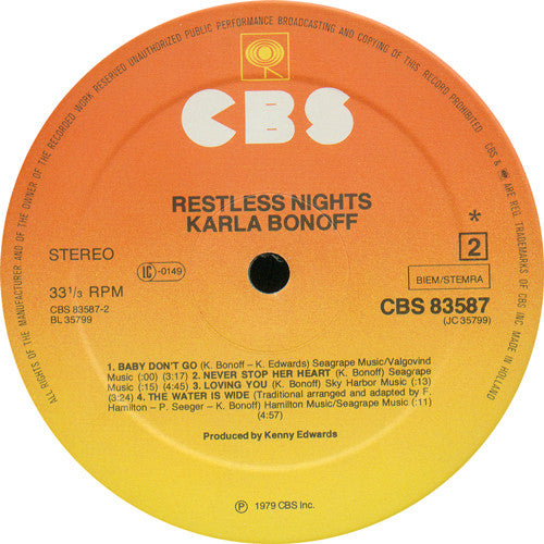 Karla Bonoff : Restless Nights (LP, Album)