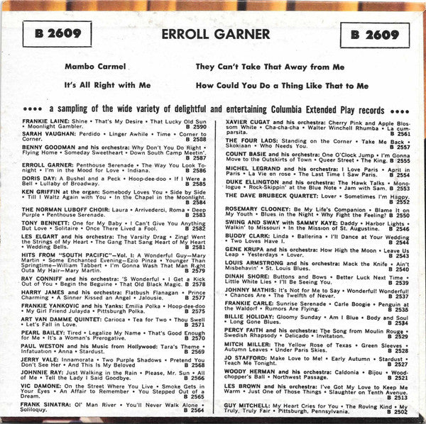 Erroll Garner : Mambo Carmel (7", EP)